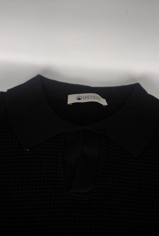 Polo Uomo DRESSERD in Maglia Texture Waffle- NERO