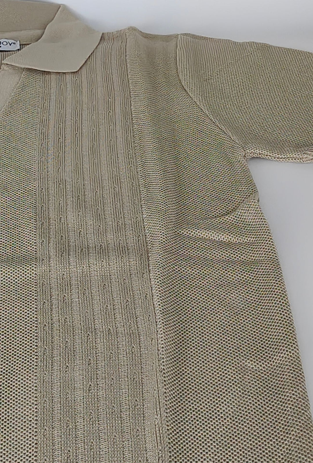 Polo Uomo in Maglia con Inserti Verticali in cotone- BEIGE