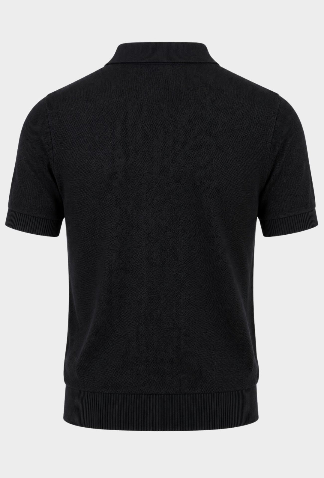 Polo Uomo in Maglia con Inserti Verticali in cotone- NERO