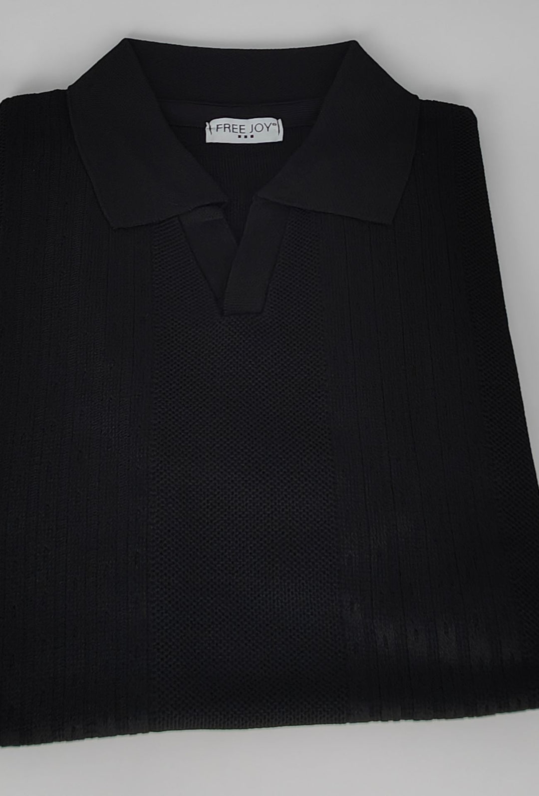Polo Uomo in Maglia con Inserti Verticali in cotone- NERO