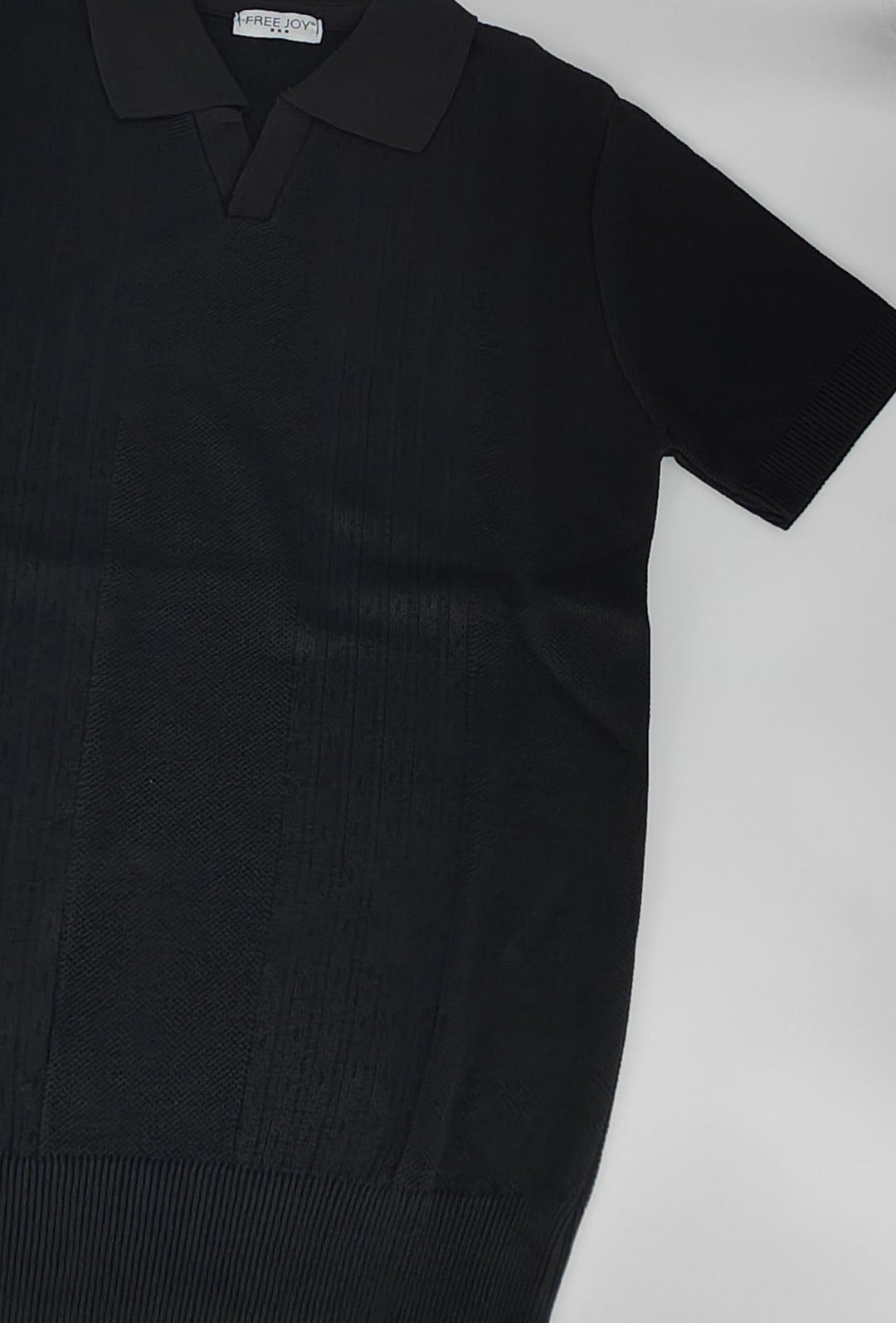 Polo Uomo in Maglia con Inserti Verticali in cotone- NERO