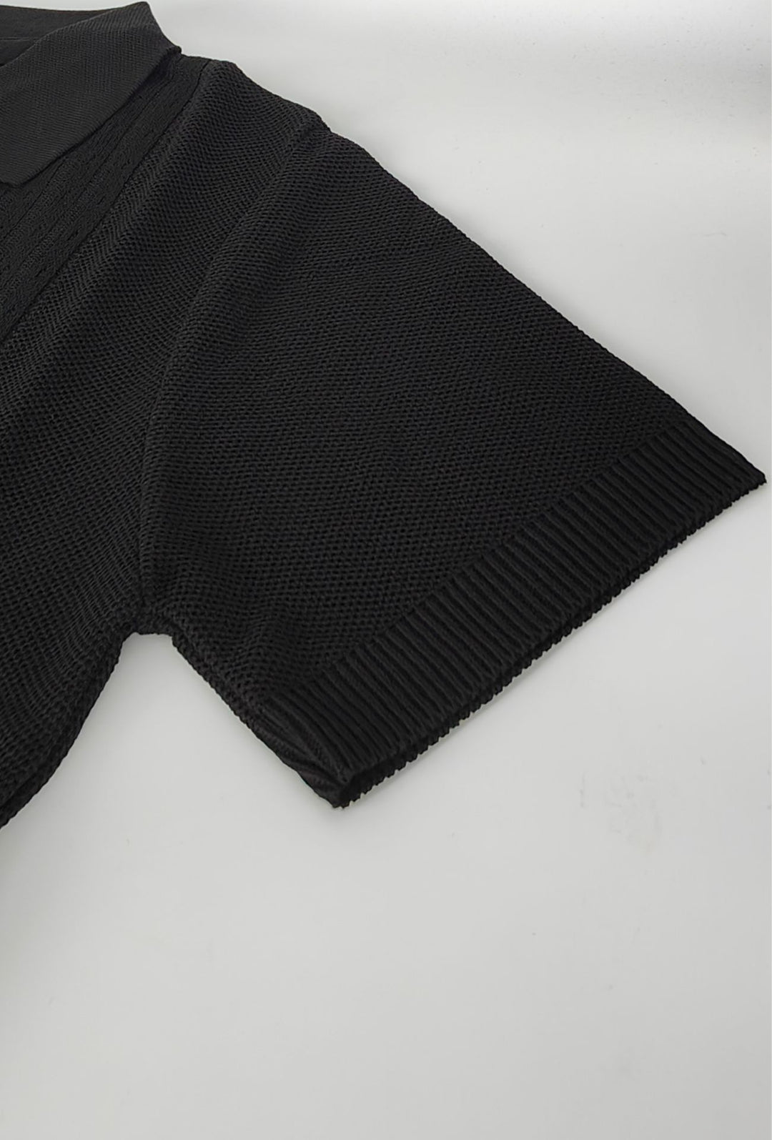 Polo Uomo in Maglia con Inserti Verticali in cotone- NERO