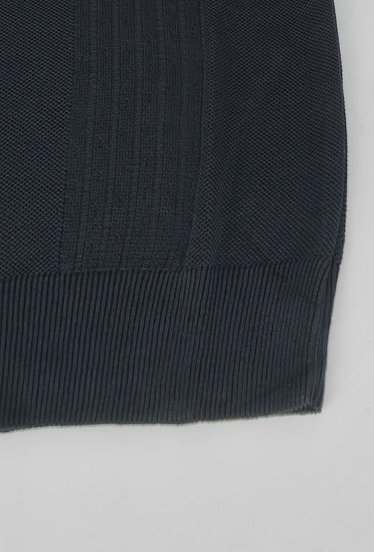 Polo Uomo in Maglia con Inserti Verticali in cotone- NERO