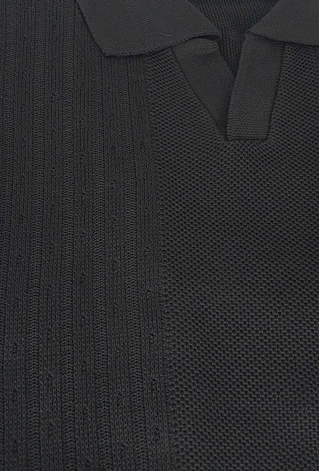 Polo Uomo in Maglia con Inserti Verticali in cotone- NERO
