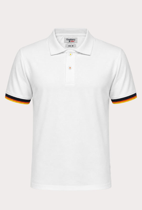 Polo Uomo Cranberry cotone Jersey semi slim con righe a contrasto - BIANCO