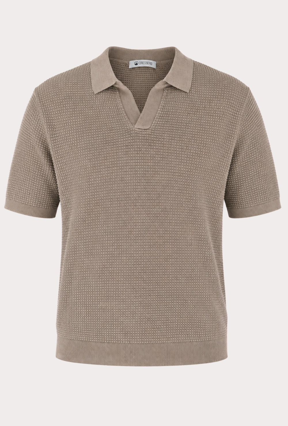 Polo Uomo DRESSERD in Maglia Texture Waffle- SABBIA