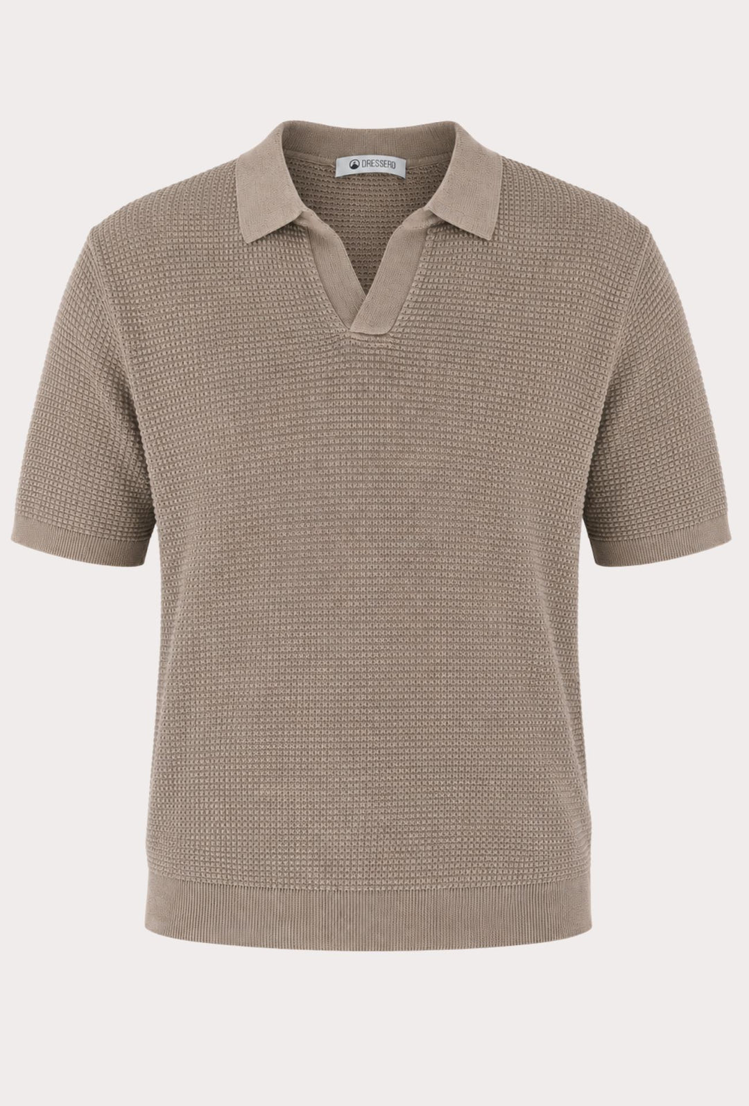 Polo Uomo DRESSERD in Maglia Texture Waffle- SABBIA