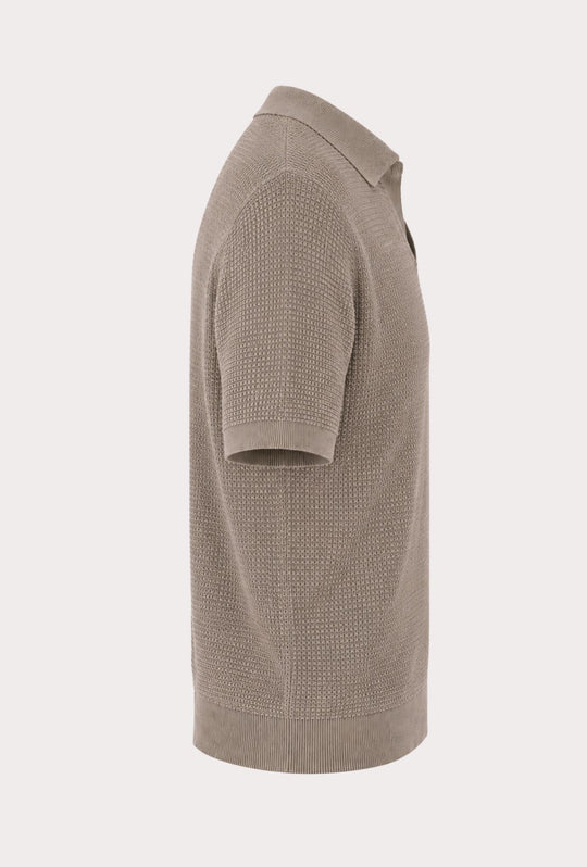 Polo Uomo DRESSERD in Maglia Texture Waffle- SABBIA