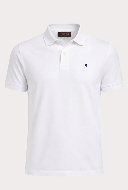 Polo Uomo manica corta MARLBORO CLASSIC logo ricamato lato cuore, colletto tinta unita- BIANCO