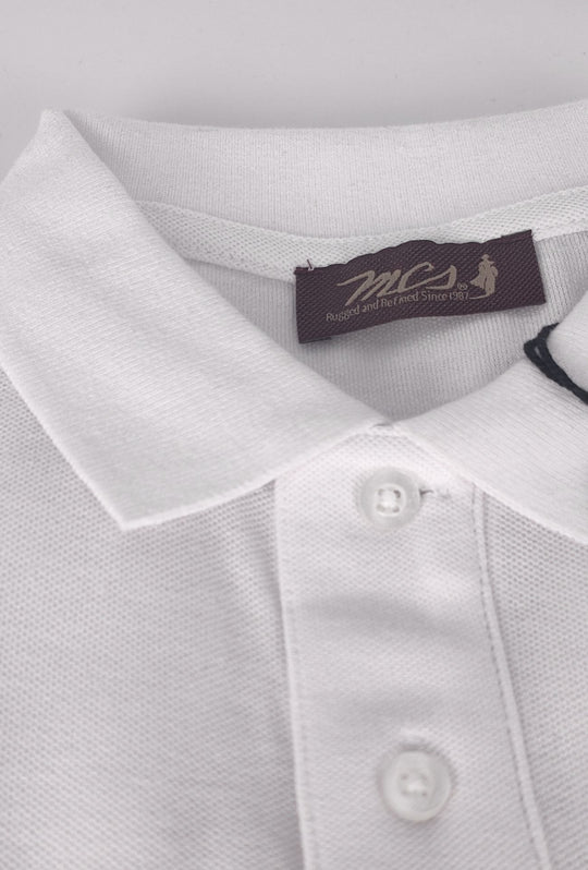 Polo Uomo manica corta MARLBORO CLASSIC logo ricamato lato cuore, colletto tinta unita- BIANCO