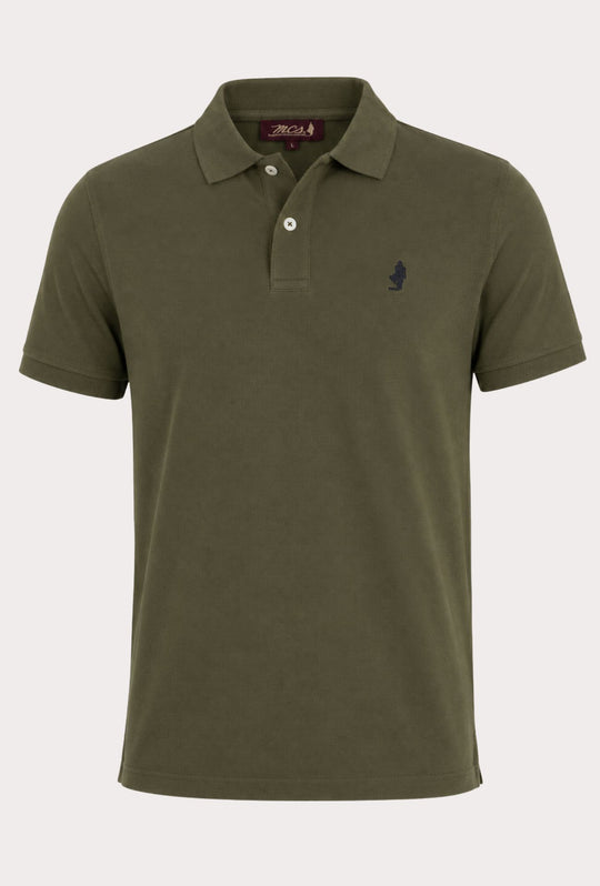 Polo Uomo manica corta MARLBORO CLASSIC logo ricamato lato cuore, colletto tinta unita- VERDE OLIVA