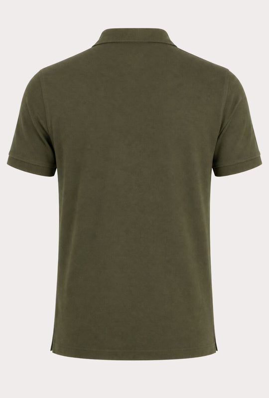 Polo Uomo manica corta MARLBORO CLASSIC logo ricamato lato cuore, colletto tinta unita- VERDE OLIVA