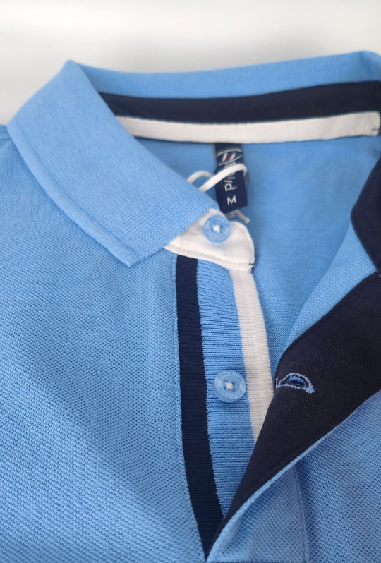 Polo Uomo P-CLUB cotone piquet logo stampato lato cuore- AZZURRO