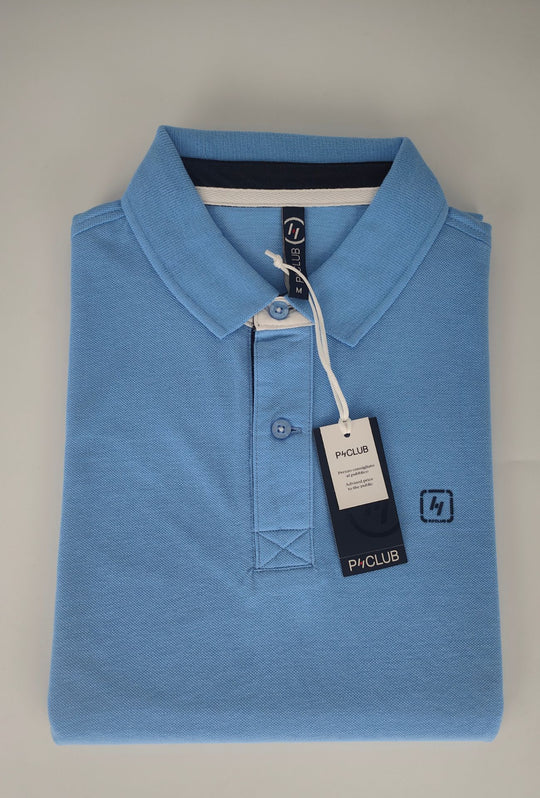 Polo Uomo P-CLUB cotone piquet logo stampato lato cuore- AZZURRO