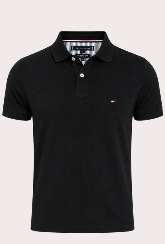 Polo Tommy Hilfiger Uomo in Cotone Piquet Regular Fit -NERO