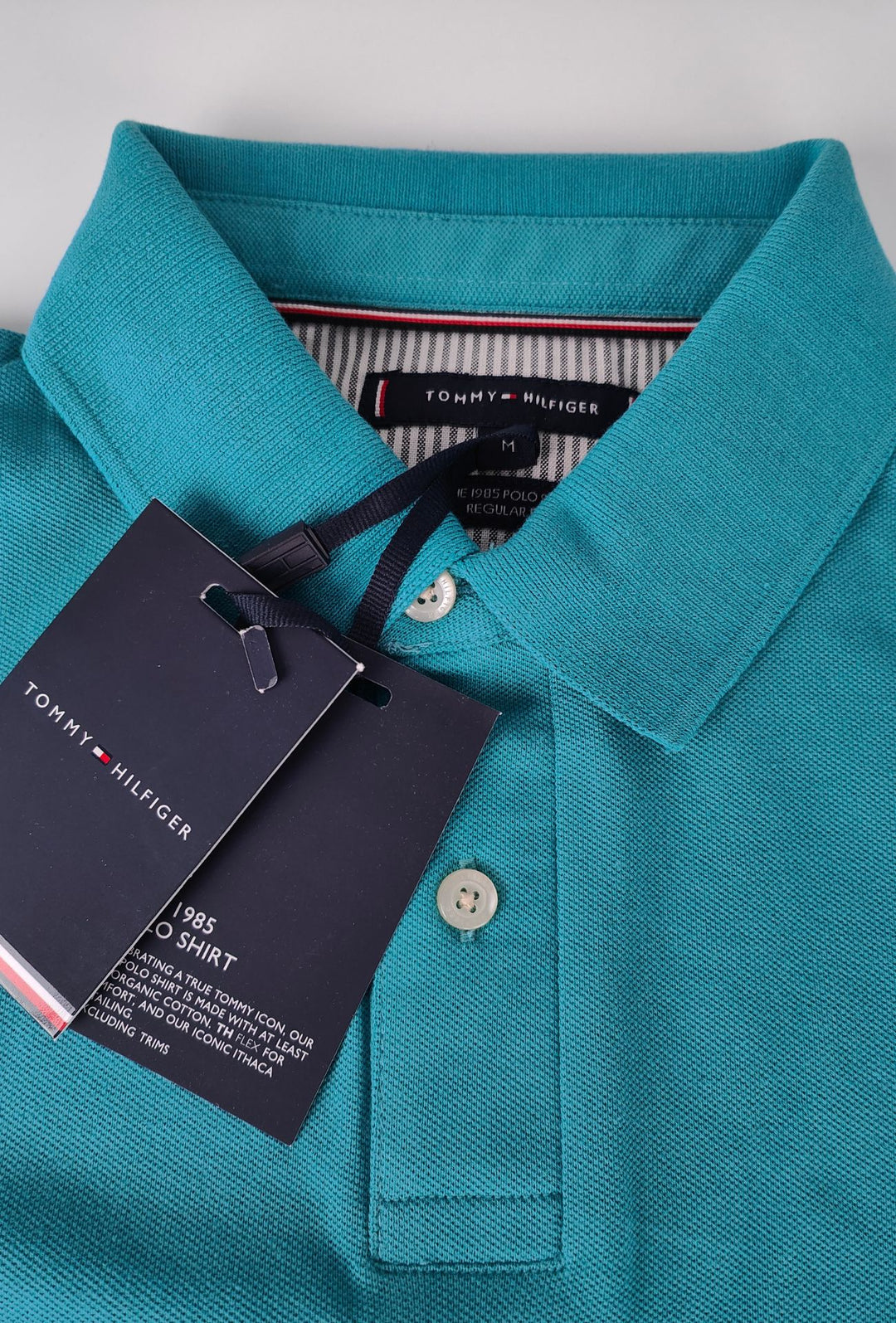 Polo Tommy Hilfiger Uomo in Cotone Piquet Regular Fit -TURCHESE