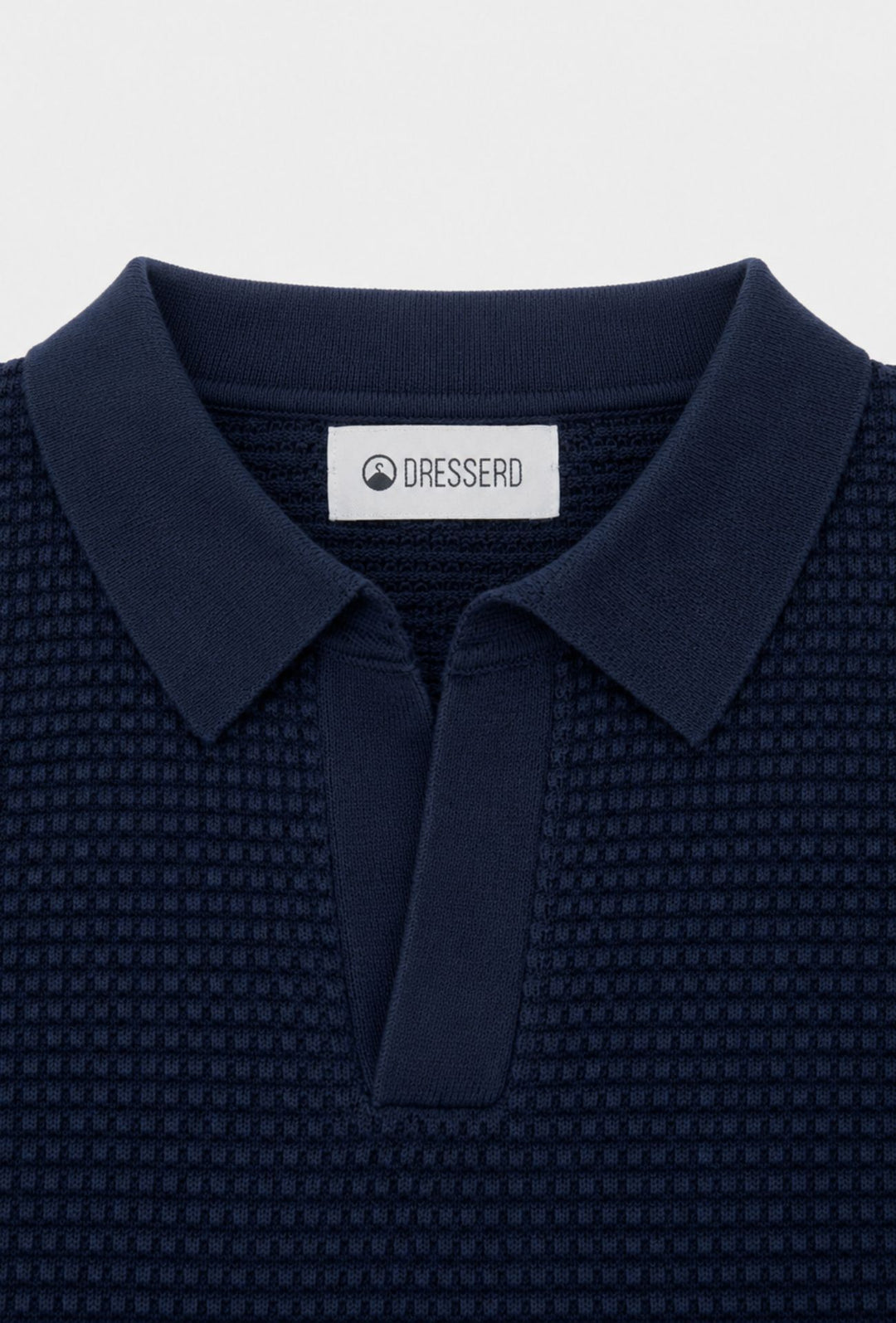 Polo Uomo DRESSERD in Maglia Texture Waffle- BLU NAVY