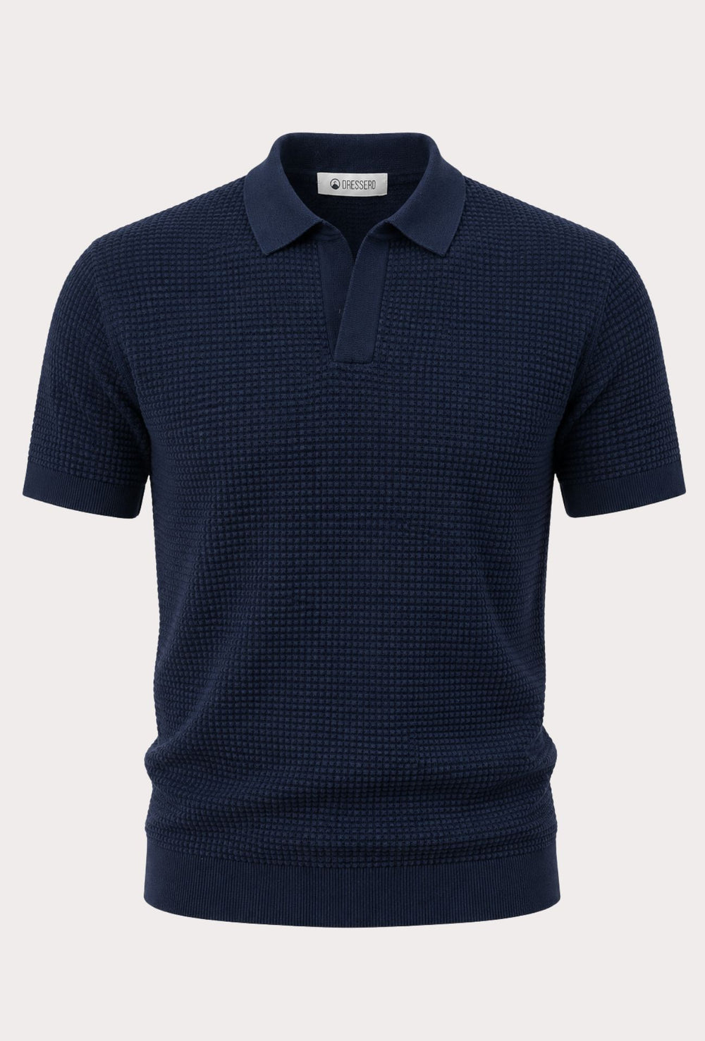 Polo Uomo DRESSERD in Maglia Texture Waffle- BLU NAVY