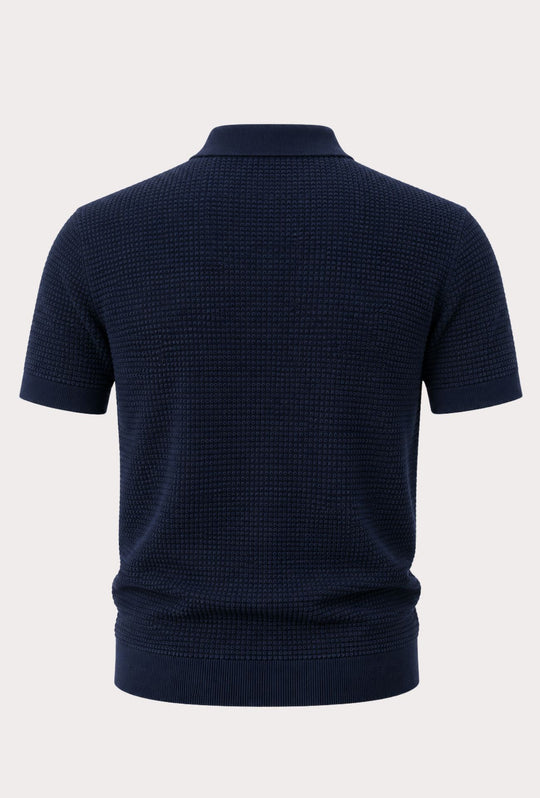 Polo Uomo DRESSERD in Maglia Texture Waffle- BLU NAVY