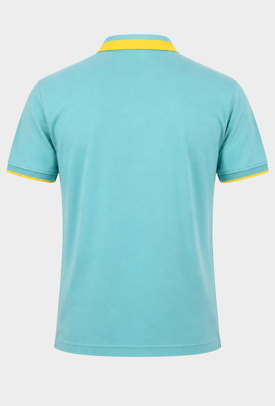 Polo uomo INVICTA mezza manica cotone Piquet Contrasto collo Maglie Dresserd - CELESTE