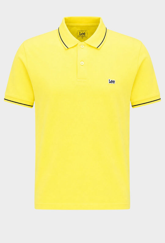 Polo uomo LEE mezza manica in cotone pique bordino a contrasto - GIALLO