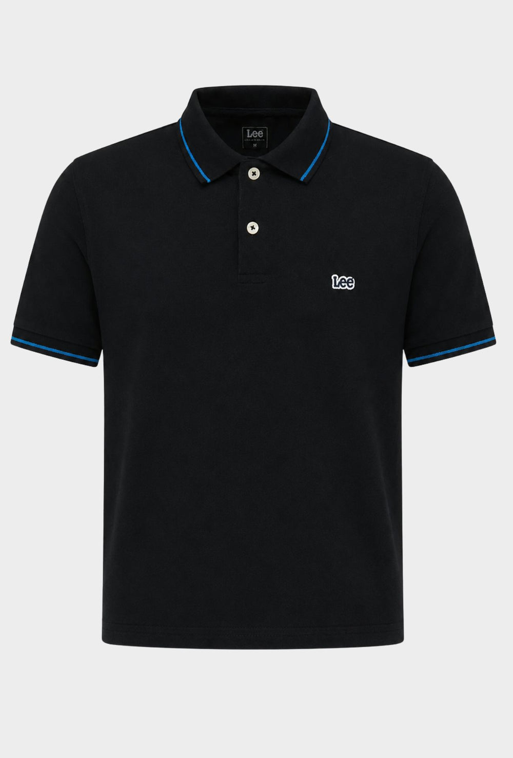 Polo uomo LEE mezza manica in cotone pique bordino a contrasto - NERO
