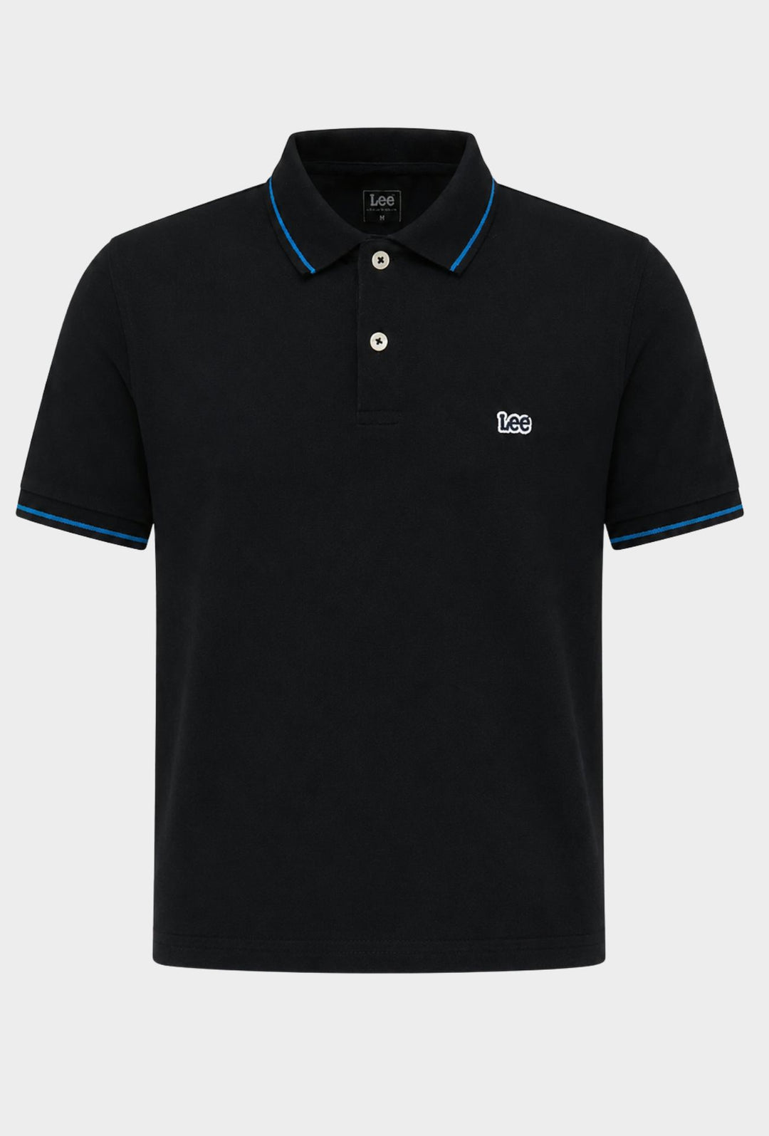Polo uomo LEE mezza manica in cotone pique bordino a contrasto - NERO