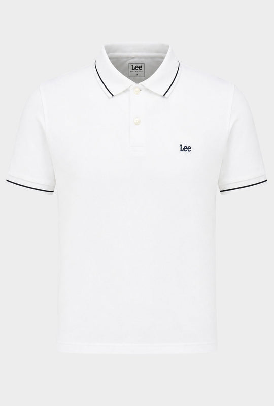 Polo uomo LEE mezza manica in cotone pique bordino a contrasto - BIANCO