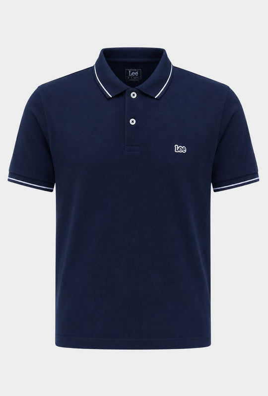 Polo uomo LEE mezza manica in cotone pique bordino a contrasto - BLU