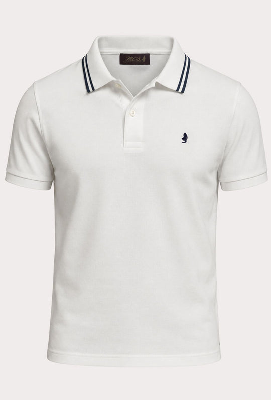 Polo Uomo manica corta MARLBORO CLASSIC logo ricamato lato cuore, colletto con doppio righino- BIANCO