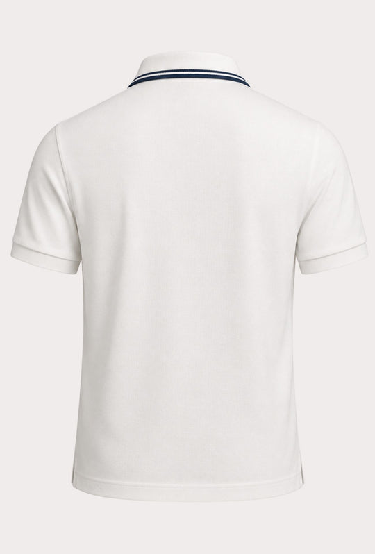 Polo Uomo manica corta MARLBORO CLASSIC logo ricamato lato cuore, colletto con doppio righino- BIANCO