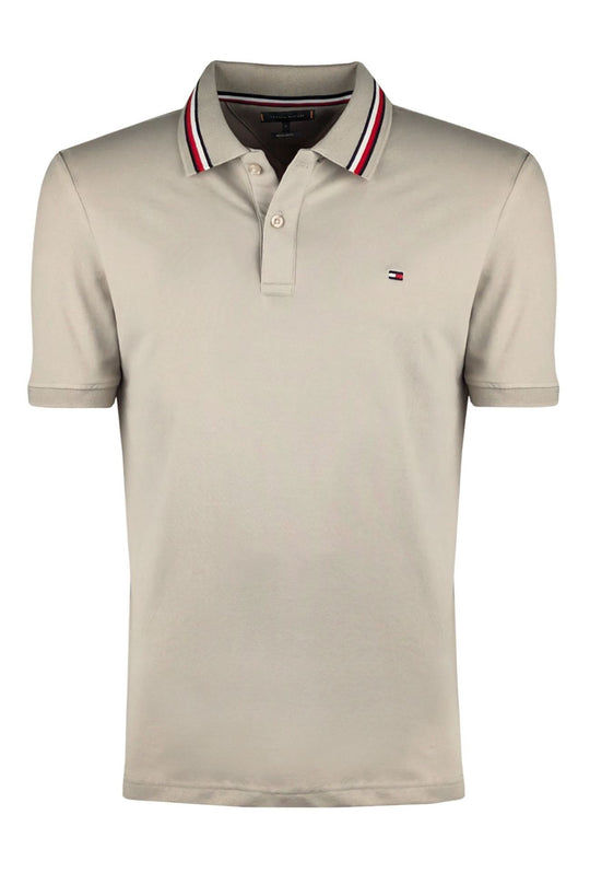 Polo Uomo TOMMY HILFIGER mezza manica colletto con righini a contrasto - BEIGE