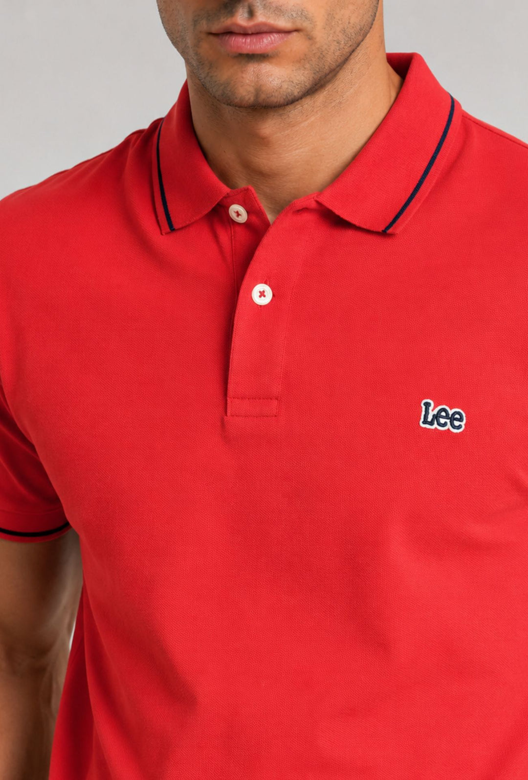 Polo uomo LEE mezza manica in cotone pique bordino a contrasto - ARANCIONE
