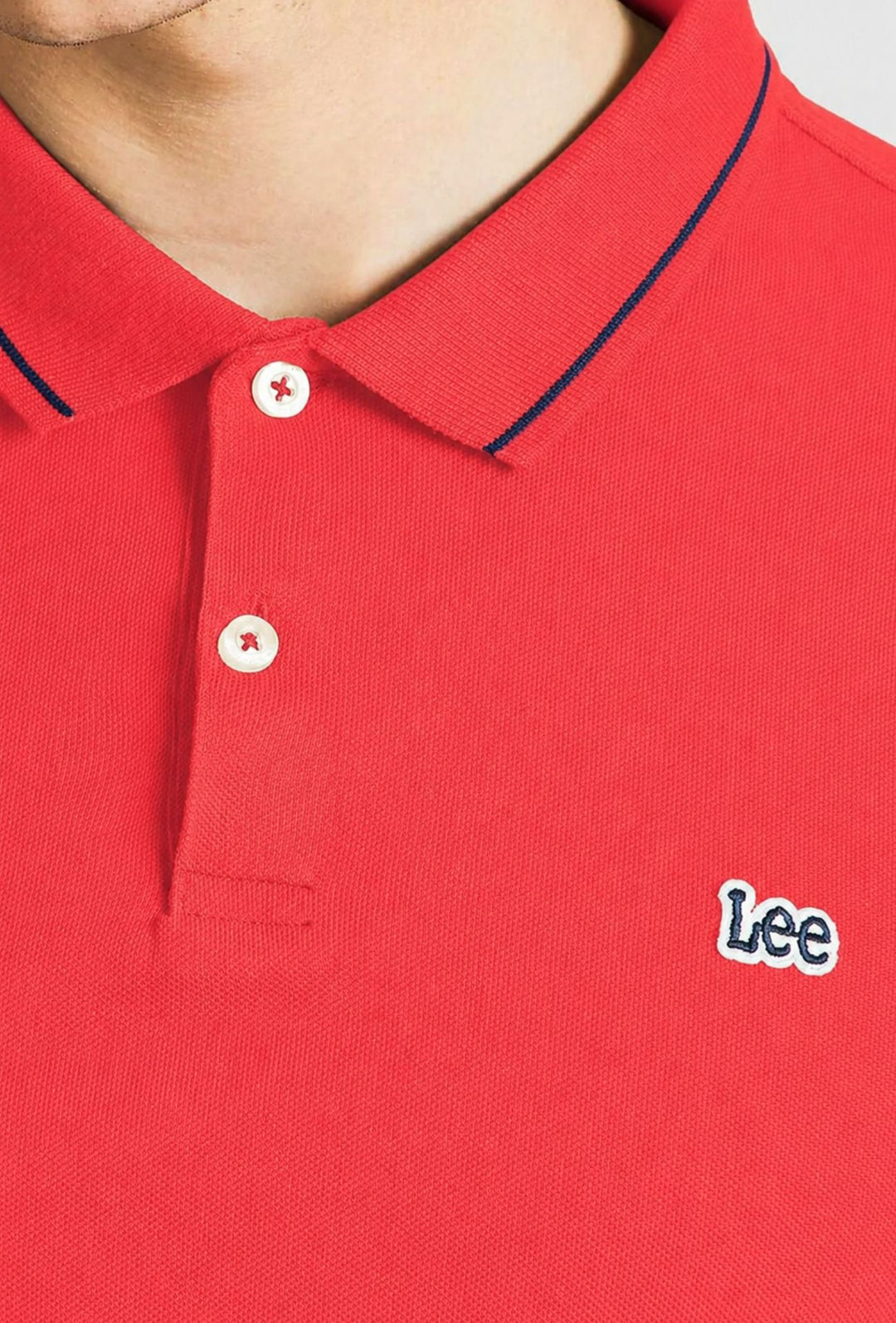 Polo uomo LEE mezza manica in cotone pique bordino a contrasto - ARANCIONE