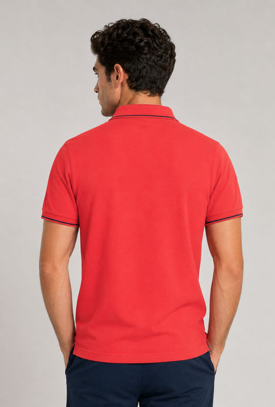 Polo uomo LEE mezza manica in cotone pique bordino a contrasto - ARANCIONE