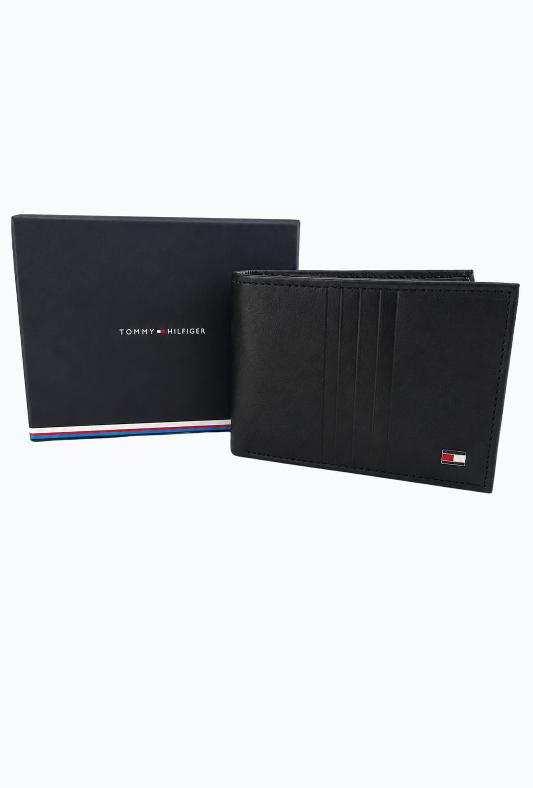 Portafoglio Uomo Tommy Hilfiger in Pelle con Inserti Verticali- NERO