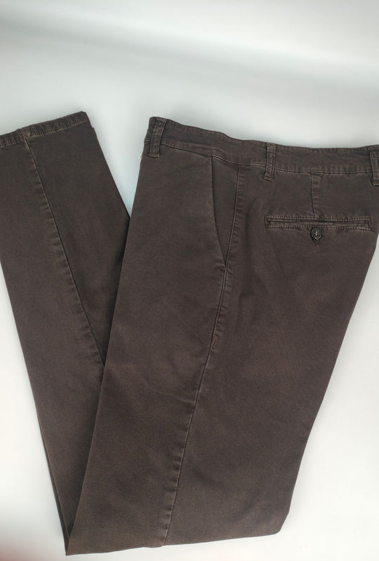 Pantalone Uomo PORTOCERVO in Cotone Piquet Eco traspirante Perfect Fit Tasca America- MORO