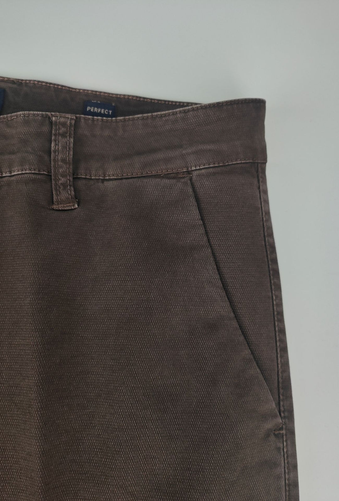 Pantalone Uomo PORTOCERVO in Cotone Piquet Eco traspirante Perfect Fit Tasca America- MORO