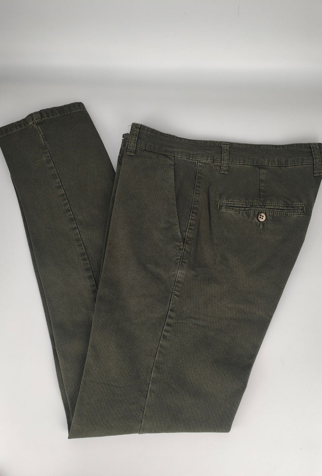 Pantalone Uomo PORTOCERVO in Cotone Piquet Eco traspirante Perfect Fit Tasca America- VERDE MILITARE