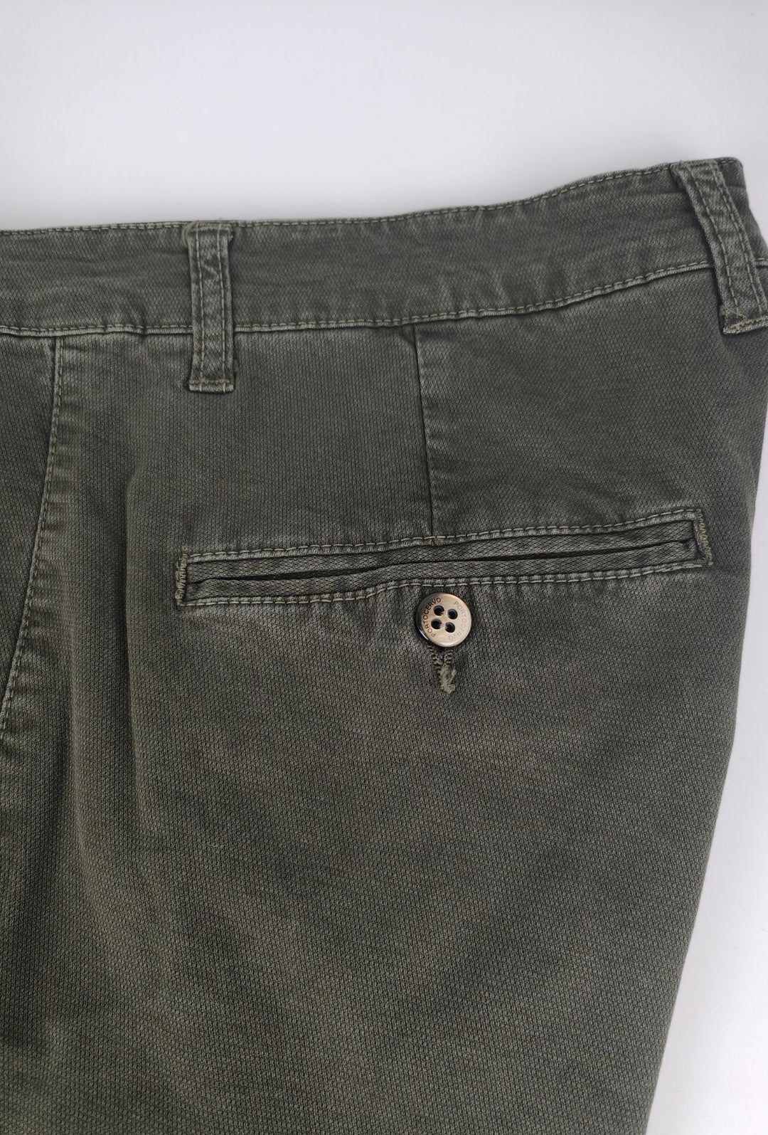 Pantalone Uomo PORTOCERVO in Cotone Piquet Eco traspirante Perfect Fit Tasca America- VERDE MILITARE