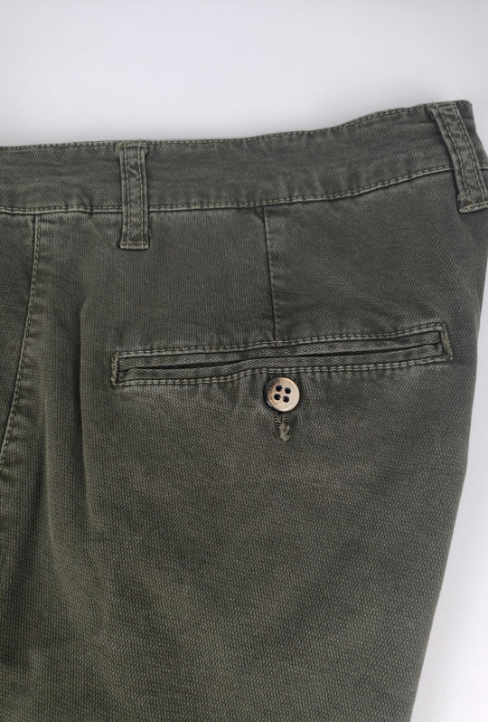 Pantalone Uomo PORTOCERVO in Cotone Piquet Eco traspirante Perfect Fit Tasca America- VERDE MILITARE