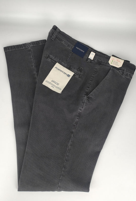 Pantalone Uomo PORTOCERVO in Cotone Piquet Eco traspirante Perfect Fit Tasca America- GRIGIO