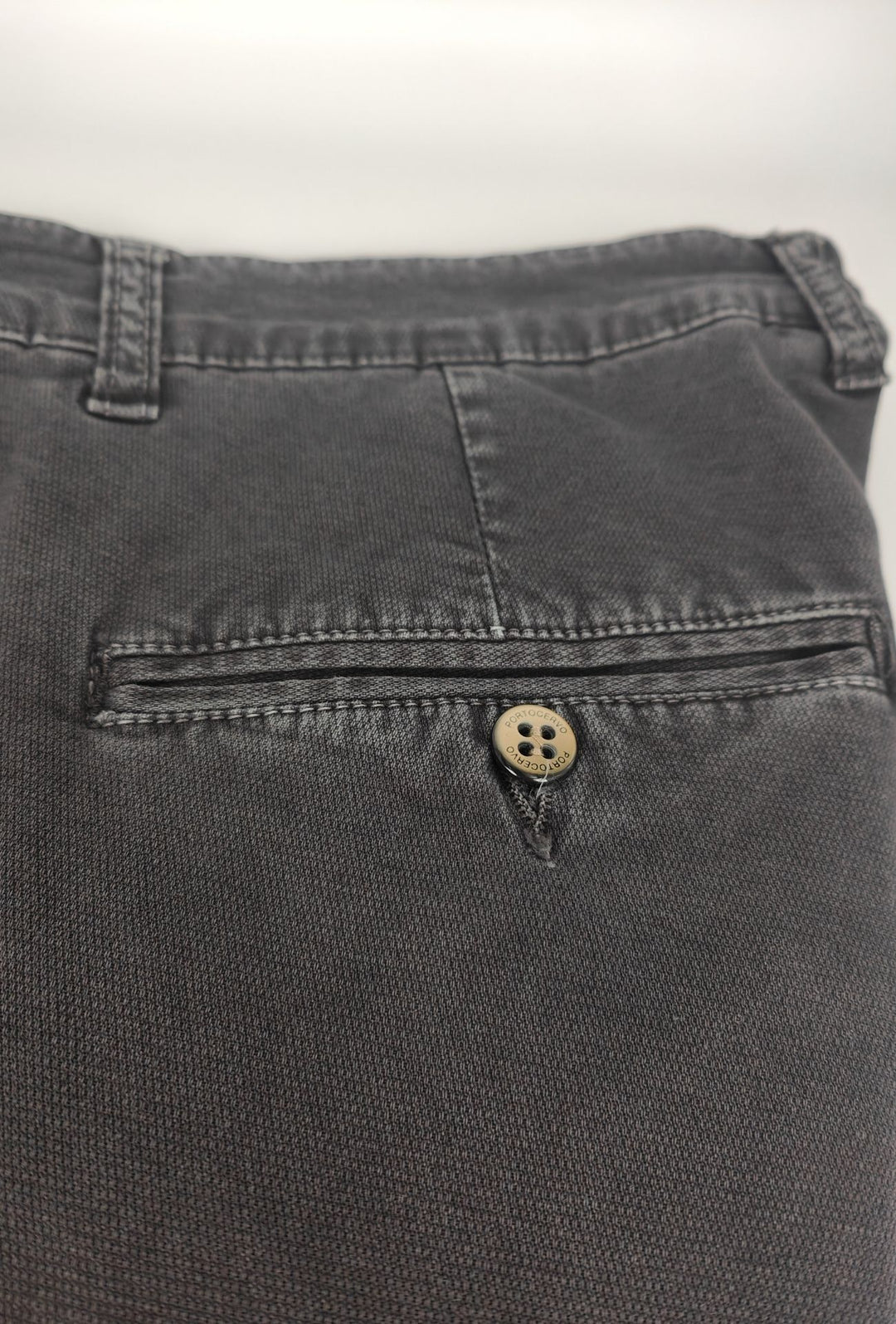 Pantalone Uomo PORTOCERVO in Cotone Piquet Eco traspirante Perfect Fit Tasca America- GRIGIO