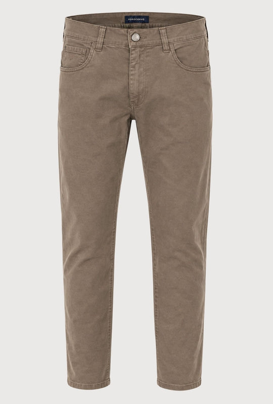 Pantalone Uomo 5 Tasche in gabardina stretch invernale - FANGO