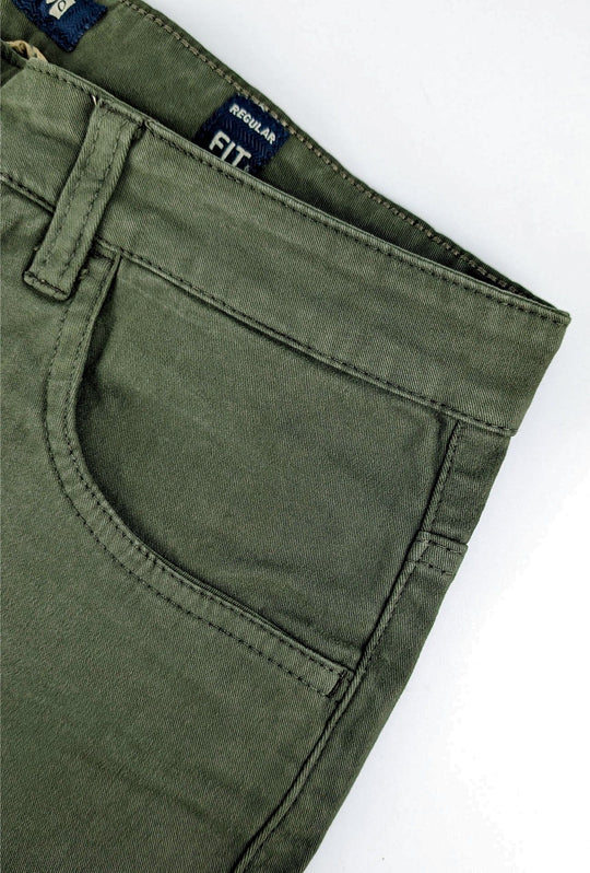 Pantalone Uomo 5 Tasche in gabardina stretch invernale - VERDE SCURO