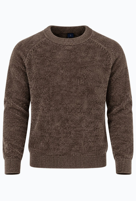 Pullover Uomo Girocollo in Morbida Ciniglia Maniche Lunghe- CAFFE'