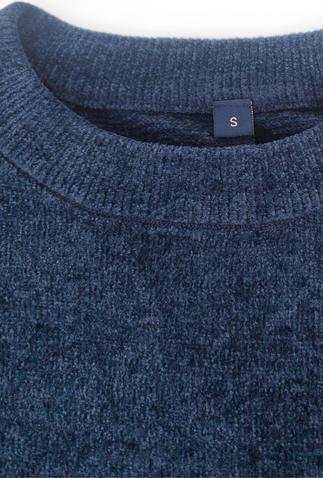 Pullover Uomo Girocollo in Morbida Ciniglia Maniche Lunghe- BLU NAVY