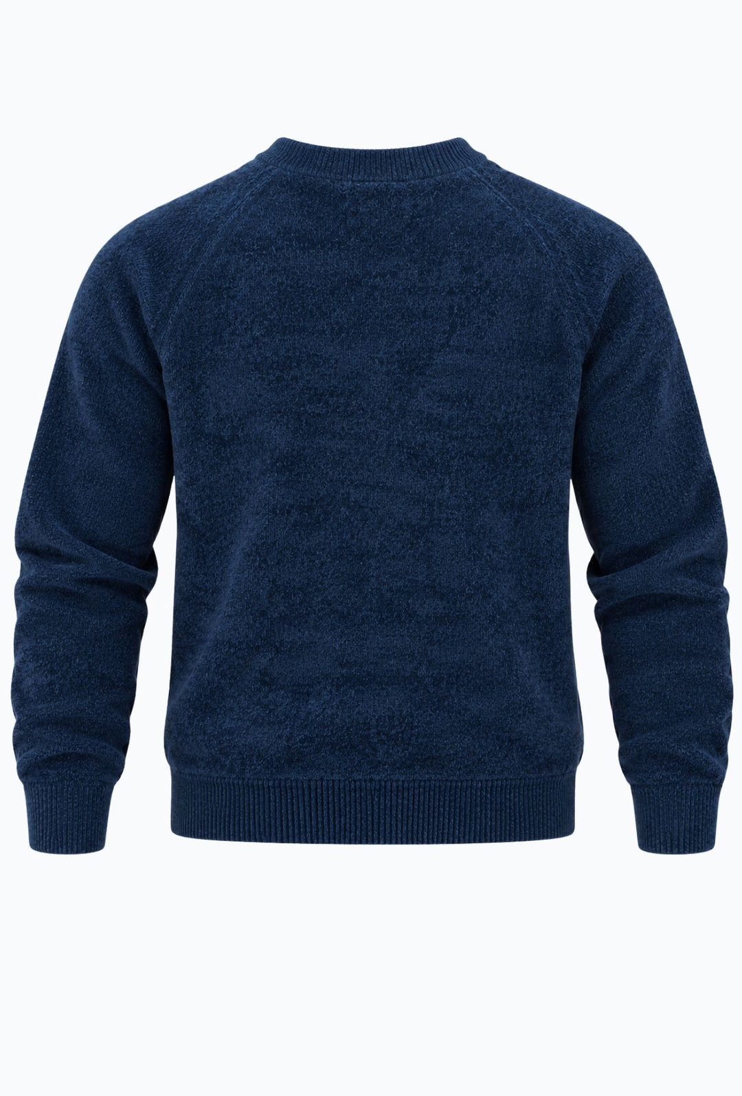 Pullover Uomo Girocollo in Morbida Ciniglia Maniche Lunghe- BLU NAVY