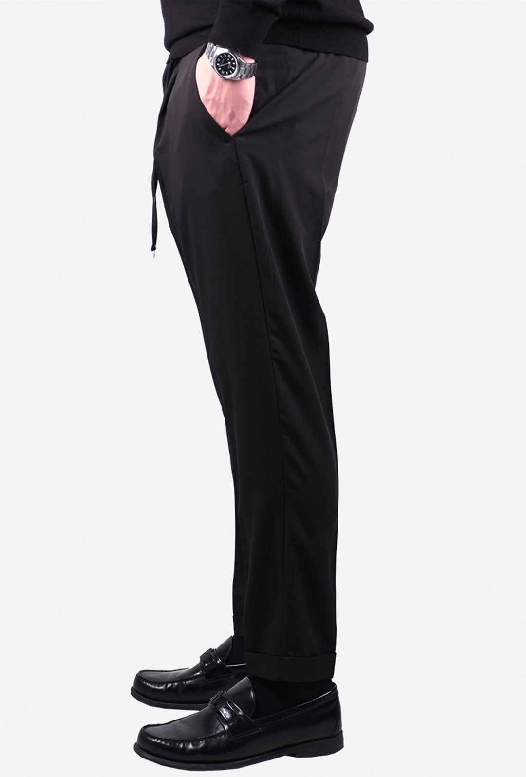 Pantalone uomo con elastico capri in viscosa NERO – DRESSERD