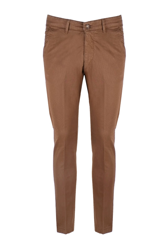 Pantalone Uomo Slim Fit Tessuto Strech Gamba Stretta Tasca America Invernale Made in Italy Pantaloni Dresserd - MARRONE